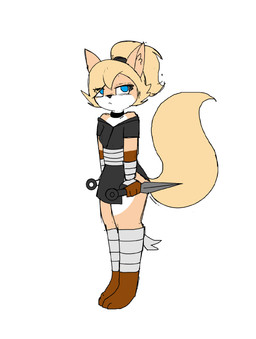 anthro clothed clothing dagger female looking_back melee_weapon ninja solo warrior weapon young pencil_bolt karmi_(pencil_bolt) canid canine fox mammal absurd_res hi_res