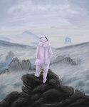 anthro big_butt butt cloud cloudy_sky fluffy fog foggy_background horn horn_jewelry jewelry landscape looking_away male mountain mountain_range nude nude_male on_hind_legs overweight overweight_male sky solo tasteful_nudity bklo wanderer_above_the_sea_of_fog sindri_myr humanoid mooncalf_(sindri_myr) 5:6 hi_res