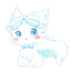 :o blue_bow blue_eyes blush chibi daww female feral fur kemono open_mouth simple_background solo white_background white_body white_fur deaic canid canine fox mammal 2018 hi_res