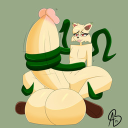 anthro balls big_balls big_penis femboy genitals huge_balls huge_penis hyper hyper_balls hyper_genitalia hyper_penis male masturbation penis plant red_eyes solo tentacles tongue tongue_out vine_tentacles vines aurabutt nintendo pokemon eeveelution generation_4_pokemon leafeon pokemon_(species) 1:1 hi_res