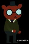 2017 angus_delaney animated anthro bear bottomwear brown_body brown_fur clothed clothing dancing eyewear fedora fully_clothed fur glasses hat headgear headwear high_framerate loop mammal necktie night_in_the_woods pants shirt short_playtime sleufoot smile solo sweater topwear