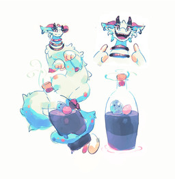 anthro balancing beverage_bottle bottle container ear_piercing ear_ring feeder feral fur horn hypnosis hypnotizing_viewer jewelry looking_at_viewer male mind_control necklace paws piercing ring_piercing ringed_eyes smile solo tail white_body white_fur wrapped_tail miluinaoxie mythology dragon mythological_creature mythological_scalie scalie hi_res