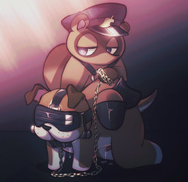 blindfold chibi clothing duo genitals hat headgear headwear kemono male male/male overweight overweight_male penis semi-anthro imotaco animal_crossing nintendo booker_(animal_crossing) tom_nook_(animal_crossing) canid canine canis domestic_dog mammal raccoon_dog tanuki 2020