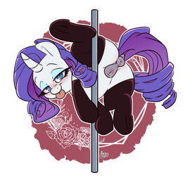 animal_genitalia animal_vulva anus blep blue_eyes clothed clothing dancing equine_genitalia equine_vulva eyelashes female feral genitals hair horn legwear looking_at_viewer pole pole_dancing pupils purple_hair quadruped smile solo spread_legs spreading stripper_pole tail thigh_highs tongue tongue_out vulva white_body louvely friendship_is_magic hasbro my_little_pony mythology rarity_(mlp) equid equine mammal mythological_creature mythological_equine unicorn hi_res