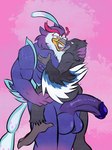 anthro balls beak biceps big_balls big_dom_small_sub big_penis dominant duo feathers feet genitals holding_partner kissing male male/male muscular muscular_anthro muscular_male nipples pec_grab pecs penis size_difference talons toes maverickk_(artist) nintendo pokemon lester_(jethrobuck) raymund avian bird corvid corvus_(genus) crow generation_9_pokemon oscine passerine pokemon_(species) quaquaval 3:4