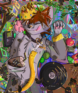 anthro apple ball blep brown_hair coffee_cup collar container crown cup detailed_background dog_tags food fruit fur gold_crown gold_ring grey_body grey_fur hair headgear heart_symbol leaf leash leashed_collar looking_at_viewer lying male on_back one_eye_closed pawpads paws pink_pawpads pink_tongue plant rainbow red_eyes solo stick symbol tennis_ball therian_symbol tongue tongue_out vinyl_record wink winking_at_viewer 2001maxx conditional_dnp game_boy game_boy_family lego nintendo maxx_(2001maxx) canid canine canis domestic_dog husky mammal nordic_sled_dog spitz absurd_res hi_res