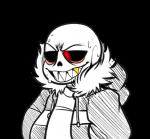 alternate_universe bodily_fluids bone clothed clothing gold_(metal) gold_tooth hoodie male not_furry sharp_teeth skeleton solo sweat teeth topwear marl-arts underfell undertale undertale_(series) sans_(underfell) animated_skeleton humanoid undead alpha_channel