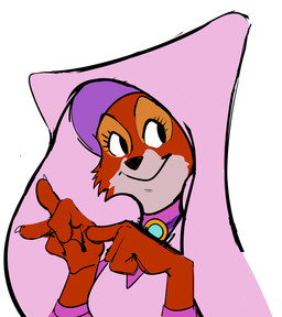 anthro claws clothed clothing female fully_clothed gesture hand_gesture sex_gesture simple_background smile solo suggestive suggestive_gesture white_background unknown_artist disney robin_hood_(disney) maid_marian canid canine fox mammal