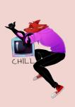 5_fingers amber_eyes anthro biped black_body black_fur clothed clothing electronics fingers fur gesture inner_ear_fluff looking_aside male plantigrade red_body red_fur simple_background solo television text tuft youtuber secretcorgi pyrocynical canid canine fox mammal 2017 absurd_res digital_media_(artwork) english_text hi_res