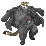 5_fingers anthro belt biped bottomwear clothed clothing countershade_face countershade_fur countershade_tail countershading eyebrows facial_scar fingers footwear fur gloves handwear kemono male necktie pants scar shoes solo tail chan_kiti_chan felid mammal pantherine tiger 1:1 2024 hi_res