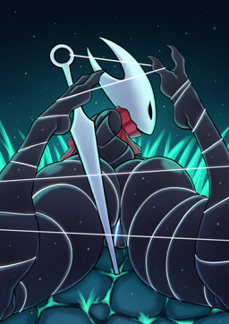 anthro arthropod_abdomen big_butt black_body black_eyes bound butt empty_eyes feet_up female genitals grass looking_at_viewer looking_back looking_back_at_viewer lying nude on_front plant rear_view solo thick_thighs thread vulva weapon white_body wide_hips anikikiart hollow_knight_(franchise) team_cherry hornet_(hollow_knight) arthropod insect hi_res