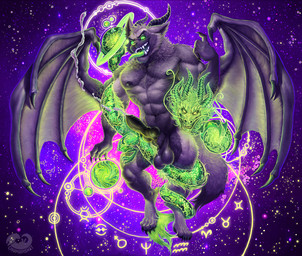 abs abstract_background animal_genitalia anthro balls black_horn black_nipples black_penis cheek_tuft duo facial_tuft fangs front_view fur genitals green_body green_eyes green_horn green_tongue grey_balls grey_body grey_fur grey_sheath horn knot logo looking_at_viewer male male_anthro membrane_(anatomy) membranous_wings muscular muscular_anthro muscular_male neck_tuft nipples nude open_mouth pecs penis ridged_penis sheath teeth text tongue tongue_out tuft wings chumbasket mythology tymber_wulgon dragon mythological_creature mythological_scalie scalie species_request artist_logo artist_name hi_res