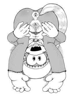 5_toes anus barefoot bottomless breath clothed clothing feet female feral fur genitals hair hat headgear headwear long_hair navel open_mouth panting ponytail prehensile_feet presenting soles solo toes tongue tongue_out vulva numenumenumerugon donkey_kong_(series) nintendo dixie_kong haplorhine mammal monkey primate censored hi_res monochrome mosaic_censorship