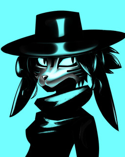 anthro black_nose blue_eyes breasts clothed clothed_anthro clothed_female clothing cybernetic_face cybernetics female female_anthro hat headgear headwear machine pivoted_ears solo sweater topwear gatonejo moloko_(gatonejo) cyborg domestic_cat felid feline felis hybrid lagomorph leporid mammal rabbit absurd_res blue_theme digital_drawing_(artwork) digital_media_(artwork) hi_res icon portrait