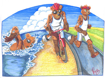 anthro arm_markings bicycle black_nose bottomwear clothed clothing cloud eyewear fur glistening glistening_eyes gloves_(marking) grass green_eyes leg_markings logo looking_up male male_anthro markings mouth_closed orange_body orange_fur outside plant running shorts sky solo sunglasses swimming topwear vehicle water white_bottomwear white_clothing white_shorts white_topwear pandapaco andy_(andysnowleopard) felid mammal pantherine snow_leopard artist_logo signature