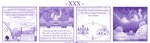 4koma ambiguous_gender base_one_layout comic dialogue disaster_dragon dragon duo english_text feral four_frame_image goo_creature hi_res monochrome musical_note mythological_creature mythological_scalie mythology one_row_layout potion potion_bottle purple_theme scalie speech_bubble text vavacung wings