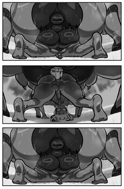 anal anal_penetration anus balls balls_touching bestiality big_balls big_butt bodily_fluids butt duo erection femboy feral feral_penetrating feral_penetrating_humanoid genitals glans huge_balls humanoid_on_feral humanoid_penetrated interspecies male male/male male_penetrated male_penetrating male_penetrating_male nude penetration penile penile_penetration penis penis_in_ass pokephilia puffy_anus sex sweat sweatdrop sweaty_butt cuchuflin nintendo pokemon andre_(cuchuflin) animal_humanoid arachnid arachnid_humanoid arthropod arthropod_humanoid generation_5_pokemon humanoid pokemon_(species) scolipede 2026 absurd_res comic hi_res monochrome
