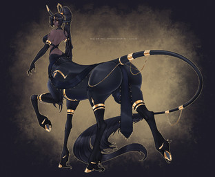 armwear backsack balls big_butt black_hair bottomwear butt clothing curvy_figure ear_piercing elbow_gloves genitals gloves gold_(metal) gold_hooves gold_jewelry gynomorph hair handwear hooves horn hourglass_figure intersex jewelry loincloth long_hair looking_at_viewer looking_back looking_back_at_viewer piercing ponytail small_waist solo yellow_eyes wmdiscovery93 european_mythology greek_mythology mythology nia_(slithice_cultist) centaur equid equid_taur equine humanoid_taur mammal mammal_taur mythological_creature mythological_equine taur unicorn unicorn_taur hi_res watermark herm_(lore)