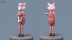 anthro butt clothed clothing female fur looking_at_viewer pink_body pink_fur simple_background smile solo skunkdude13 super_planet_dolan shima_luan domestic_cat felid feline felis mammal 16:9 2017 3d_(artwork) digital_media_(artwork) hi_res