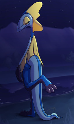 anthro bedroom_eyes confident contiguous_snout feet foot_fetish foot_focus frill_(anatomy) half-closed_eyes looking_at_viewer looking_back male narrowed_eyes seductive smile smiling_at_viewer smirk smirking_at_viewer solo tail scalesack_(hex) nintendo pokemon generation_8_pokemon inteleon pokemon_(species) 3:5 absurd_res hi_res