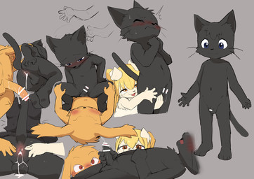 5_fingers anal anal_penetration anthro anthro_on_anthro anthro_penetrated anthro_penetrating anthro_penetrating_anthro anus backsack ball_fondling balls bangs becoming_erect becoming_flaccid big_penis biped bisexual black_body black_fur black_nose black_whiskers blonde_hair blue_eyes blush blush_lines bodily_fluids button_ears censor_bar censored_genitalia censored_penis cowgirl_position cum cum_from_ass cum_in_ass cum_inside erection eyebrows eyes_closed female female_anthro fingers flaccid floppy_ears fondling from_front_position fur genital_fluids genitals grey_background group hair hair_between_eyes humanoid_genitalia humanoid_hands humanoid_penis ineffective_censorship interspecies iris kemono loli lop_ears lying male male/female male/male male_anthro male_on_bottom male_on_top male_penetrated male_penetrating male_penetrating_male masturbation monotone_body monotone_fur monotone_hair mouth_closed nude nude_anthro nude_male on_back on_bottom on_side on_top open_mouth orange_eyes penetration penile penile_masturbation penile_penetration penis penis_in_ass penis_size_difference plantigrade pointy_ears prick_ears pupils red_blush red_eyes sex shota simple_background small_but_hung spread_legs spreading standing tail trio whiskers white_body white_fur white_sclera yellow_body yellow_fur young young_anthro young_female young_male young_on_young manmosu_marimo black_shota_feline_(marimo) hung_shota_canine_(marimo) loli_canine_(marimo) canid canine canis domestic_cat domestic_dog felid feline felis mammal censored multiple_images multiple_scenes sketch