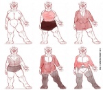 accessory anthro big_breasts bottomless bottomwear breasts cleavage clothed clothing eyewear female garter_belt garter_straps genitals glasses hair hair_accessory hair_bun hairpin huge_breasts legwear lingerie looking_at_viewer miniskirt musclegut muscular muscular_female nipple_piercing nipple_slip nipples nude off/on overweight overweight_female piercing pussy secretary simple_background skirt solo stockings stocky white_background ignatius_husky valerie_(ignatius_husky) bear brown_bear grizzly_bear grolar_bear hybrid mammal polar_bear ursine 2011 monochrome multiple_images sketch