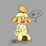 abdominal_bulge anthro blush bodily_fluids breasts dildo female fur huge_dildo kneeling masturbation nipples nude penetration screaming sex_toy solo sweat toying_self vaginal vaginal_penetration yellow_body yellow_fur dangerartec animal_crossing nintendo isabelle_(animal_crossing) canid canine canis domestic_dog mammal 1:1 hi_res