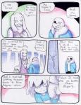 aftertale animated_skeleton bone boss_monster_(undertale) bovid caprine clothed clothing comic dialogue english_text female frisk_(undertale) group human loverofpiggies male mammal sans_(undertale) skeleton smile teeth text toriel undead undertale undertale_(series)