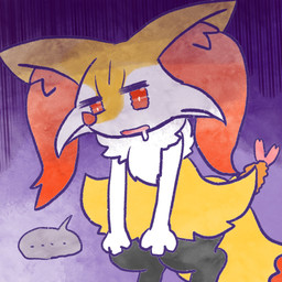 ambiguous_anthro ambiguous_gender anthro biped bodily_fluids digitigrade dipstick_tail drooling ellipsis food gloom_lines hungover leaning leaning_forward looking_at_viewer markings object_in_tail open_mouth saliva shrimp_(food) simple_background snout solo speech_bubble standing tail tail_markings annyui0611 nintendo pokemon braixen canid generation_6_pokemon mammal pokemon_(species) 1:1 2023 digital_drawing_(artwork) digital_media_(artwork) hi_res japanese_description portrait three-quarter_portrait translated_description