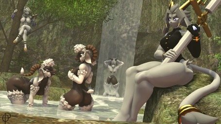 2_horns 5_fingers anthro antlers arm_warmers arm_warmers_only armwear bathing big_breasts big_butt black_clothing black_sclera black_topwear black_vest blue_eyes book bottomless bottomless_anthro bottomless_female breasts brown_body brown_fur bubble_butt butt button_(fastener) clothed clothing crossgender curvy_figure detailed_background dream_breaker_(pseudoregalia) female fingerless_gloves fingers floppy_ears fluffy fluffy_tail forest fur gloves golden_antlers grey_body grey_fur grey_hair group hair handwear hooves horn huge_hips huge_thighs long_ears long_tail mtf_crossgender nipples nude nude_anthro nude_female open_mouth open_smile outside partially_submerged plant purple_eyes reading reading_book short_tail sitting smile tail tail_tuft thick_thighs topwear tree tuft vest voluptuous voluptuous_anthro voluptuous_female waterfall waterfall_shower white_body white_eyes white_fur white_hair wide_hipped_anthro wide_hipped_female wide_hips wool_(fur) yellow_eyes ordinary_pictures warfaremachine_(modeler) pseudoregalia undertale undertale_(series) asriel_dreemurr asriel_dreemurr_(god_form) sybil_(pseudoregalia) warfare_asriel warfare_goat boss_monster_(undertale) bovid caprine goat hybrid jackalope lagomorph mammal sheep 16:9 2025 3d_(artwork) crossover digital_media_(artwork) hi_res source_filmmaker_(artwork) watermark widescreen