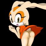 anthro anus bottomwear butt clothed clothing female genitals looking_at_viewer no_underwear pussy simple_background skirt solo surprise transparent_background upskirt young young_anthro jenokamui sega sonic_the_hedgehog_(series) cream_the_rabbit lagomorph leporid mammal rabbit 1:1 alpha_channel hi_res