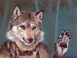 5_fingers ambiguous_gender anthro blue_eyes bust_portrait canid canine canis fingers fuzzy jewelry low_res mammal monika_livingstone necklace photorealism portrait solo wolf