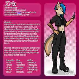 ankh anthro arm_tattoo barbell_piercing belt biography bisexual_pride_colors black_clothing black_nose blue_hair boots bottomwear brown_body brown_fur cargo_pants clothing countershade_face countershade_tail countershade_torso countershading crop_top cropped_jacket ear_piercing electronics eyebrow_piercing facial_piercing female flat_chested footwear fur grey_body grey_fur hair hand_on_hip hand_on_own_hip holding_object holding_phone lgbt_pride looking_at_object looking_at_phone markings midriff navel navel_piercing pants pawpads phone piercing pride_color_flag pride_colors red_eyes shirt shoes simple_background solo spots spotted_body spotted_fur standing tail tan_body tan_fur tattoo text topwear atlas_jkb iris_(atlas_jkb) canid canine canis coyote mammal 1:1 english_text hi_res watermark