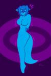 anthro bdsm blue_body blue_fur blue_hair bondage bound breasts featureless_breasts featureless_crotch female fur fused fused_arms fused_legs hair monopod mouthless solo submissive submissive_female jasentamiia mammal 2:3