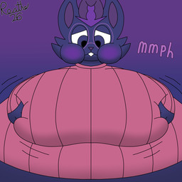 anthro belly belly_expansion big_belly big_breasts big_cheeks blue_body blue_ears blue_eyes blueberry_inflation body_inflation breast_expansion breast_squish breasts buckteeth cheek_expansion clothing expansion eyewear female front_view glasses hand_on_breast hand_on_own_breast huge_belly huge_breasts hyper hyper_belly hyper_breasts hyper_inflation inflation motion_lines nerd purple_background purple_eyewear purple_glasses purple_inner_ear purple_nose red_clothing red_sweater red_topwear simple_background solo spherical_inflation squish sweater swelling swollen_cheeks teeth topwear worried reathe nintendo pokemon klarra_(reathe) cinderace generation_8_pokemon lagomorph leporid mammal pokemon_(species) rabbit 1:1 2026 colored digital_media_(artwork) hi_res shaded signature