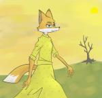 anthro clothed clothing dipstick_tail female fingers fur green_eyes looking_at_viewer markings mature_anthro mature_female smile solo tail tail_markings white_body white_fur yiffmachine fantastic_mr._fox mrs._felicity_fox canid canine canis fox lagomorph leporid mammal red_fox true_fox absurd_res hi_res