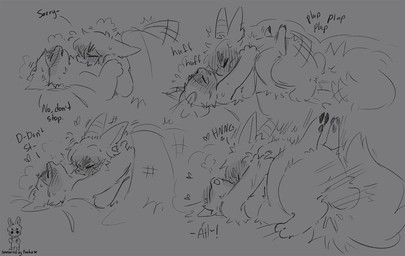 ambiguous_gender ambiguous_penetrated ambiguous_penetration anthro bed bedding blanket blush bodily_fluids cheek_tuft chest_tuft cum cum_inside dialogue duo ejaculation facial_tuft fluffy fluffy_tail from_front_position furniture genital_fluids heart_symbol hooves horn legs_up looking_pleasured lying male mask on_another on_back on_bed penetration pillow plap plap_(sound) sex simple_background sound_effects tail text tuft sabiksphinx asian_mythology chinese_mythology east_asian_mythology fabulous_beasts fenz_(studio) mythology sibuxiang_the_deer_(fabulous_beasts) tuye_(fabulous_beasts) deer lagomorph mammal moon_rabbit comic english_text hi_res monochrome sketch