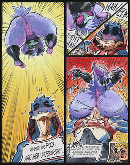 anthro anus big_butt biped blush butt butt_slam clothing dialogue erection erection_under_clothing facesitting female fight fur genitals group male multiple_angles pawpads profanity purple_body purple_fur question_mark red_eyes sitting_on_another speech_bubble spread_legs spreading tail text thick_thighs trio vulva wrestling cjfurs nintendo pokemon generation_1_pokemon gengar human mammal pokemon_(species) comic english_text hi_res
