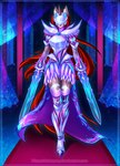 anthro armor armor_legs armor_pads armor_plates armored_boots blade blade_arm carpet cloak clothing coat_markings curtains cutie_mark female flowing_cape flowing_clothing flowing_hair flowing_mane flowing_tail gauntlet_blades gauntlets gauntlets_(weapon) gloves hair handwear horn inner_ear_fluff insignia iridescent iridescent_armor iridescent_sword looking_at_viewer markings melee_weapon moon plantigrade red_hair snip_(marking) solo sparkles sword translucent tuft unicorn_horn visor visor_helmet walking_towards_viewer weapon weapon_arm window minamikoboyasy hasbro my_little_pony mythology selune_darkeye equid equine mammal mythological_creature mythological_equine unicorn absurd_res hi_res