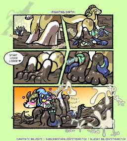 balls big_butt big_feet bodily_fluids butt cum dirty dominant dominant_female duo ejaculating_on_feet ejaculation feet female feral foot_fetish foot_focus foot_lick foot_on_head foot_play foot_rub footjob genital_fluids genitals heel horn licking male male/female membrane_(anatomy) messy mud mud_covered mud_wrestling onomatopoeia pawpads paws penis playful quadruped sex soles sound_effects text toes tongue tongue_out webbed_feet webbed_hands wrestling blizzate puddles_the_foxfotter aquatic canid canine chimera fish fox hybrid mammal mustelid otter unknown_species comic
