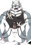 anthro anus balls bdsm blush bondage bound butt ear_piercing ear_ring erection genitals male penis piercing restraints ring_piercing rope rope_bondage rope_harness solo spread_legs spreading submissive submissive_male rudolph_trnd lifewonders tokyo_afterschool_summoners fenrir_(tas) canid canine canis mammal wolf censored hi_res