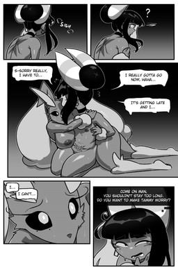 anthro areola big_breasts black_hair bodily_fluids breasts duo female female_anthro hair hair_bun humanoid_on_anthro male male/female male_humanoid nipples nude nude_female nude_humanoid nude_male question_mark sweat sweatdrop cuchuflin nintendo pokemon andre_(cuchuflin) animal_humanoid arachnid arachnid_humanoid arthropod arthropod_humanoid generation_4_pokemon humanoid lopunny pokemon_(species) 2026 absurd_res comic hi_res monochrome