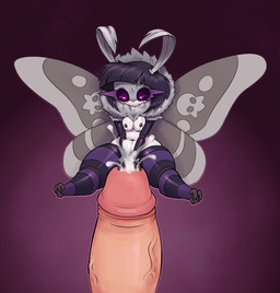 alternative_fashion antennae_(anatomy) anthro armwear bodily_fluids breasts clothing cum disembodied_penis duo female female_focus genital_fluids genitals goth hair humanoid_genitalia humanoid_penis larger_male legwear male male/female micro mouthless nipples pattern_clothing pattern_legwear penis short_hair size_difference smaller_female solo_focus stockings striped_clothing striped_legwear stripes tuft wings pixelhat goth_moth arthropod human insect lepidopteran mammal moth hi_res