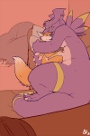 anthro biceps big_muscles cuddling duo hug larger_male male male/male muscular muscular_male nude overweight size_difference slightly_chubby smaller_male tail thick_tail patto bandai_namco digimon fakemon dragoneer_(character) fan_character kipfox canid canine fox mammal murasadramon red_fox true_fox 2:3