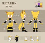 anthro black_boots black_clothing black_footwear boots chart clothing feet female foot_wraps footwear front_view fur gloves hand_wraps handwear head_markings height_chart jumpsuit markings purple_eyes rear_view ring rings_on_legs shoes side_view smile solo text wraps yellow_body yellow_fur gioisart sega sonic_the_hedgehog_(series) elizabeth_the_wolf fan_character canid canine canis mammal wolf 2020 english_text hi_res model_sheet