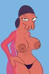 anthro areola big_breasts breasts clothing female kerchief looking_at_viewer nipples non-mammal_breasts non-mammal_nipples solo thong underwear artybear comedy_central futurama edna_(futurama) alien arthropod crustacean decapodian_(futurama) marine 2020 absurd_res hi_res portrait three-quarter_portrait