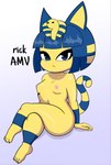 anthro crossed_legs female fur raised_tail sitting solo tail yellow_body yellow_fur rick_lewd animal_crossing nintendo ankha_(animal_crossing) domestic_cat felid feline felis humanoid mammal absurd_res hi_res