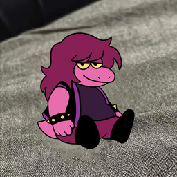 anthro clothed clothing female overweight parody silly sitting slightly_chubby solo text toony darkalcaline deltarune sitting_baby_alligator_meme undertale_(series) susie_(deltarune) reptile scalie 1:1 absurd_res english_text hi_res meme
