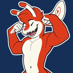 5_fingers anthro athletic athletic_anthro athletic_male barely_visible_tail biped eyebrows eyes_closed fingers flexing fur humanoid_hands male multicolored_body multicolored_fur navel open_mouth open_smile pawpads pink_pawpads pink_tongue red_body red_fur smile solo tail telegram_sticker tongue two_tone_body two_tone_fur white_pawpads shiuk disney lilo_and_stitch fan_character ferlo alien experiment_(lilo_and_stitch) 1:1 digital_drawing_(artwork) digital_media_(artwork) flat_colors half-length_portrait portrait