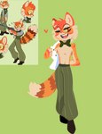 anthro bottomwear clothed clothing fur green_bottomwear green_clothing green_pants heart_symbol male one_eye_closed open_mouth open_smile orange_body orange_fur pants smile solo topless wink hydrabb lackadaisy calvin_mcmurray felid mammal 2023 digital_media_(artwork)